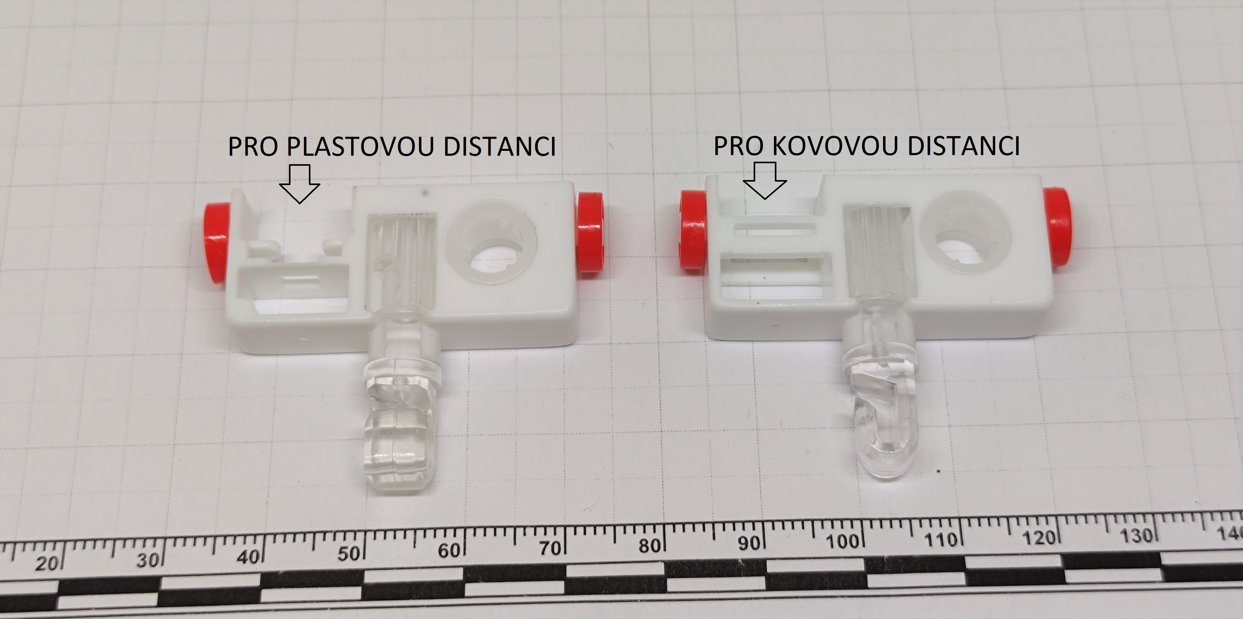 Rozdíl pro plastovou distanci a pro kovovou distanci